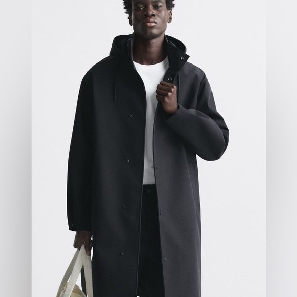 Zara Technical Water Repellent Parka Black 8281/885 Men's - Picture 5 of 14